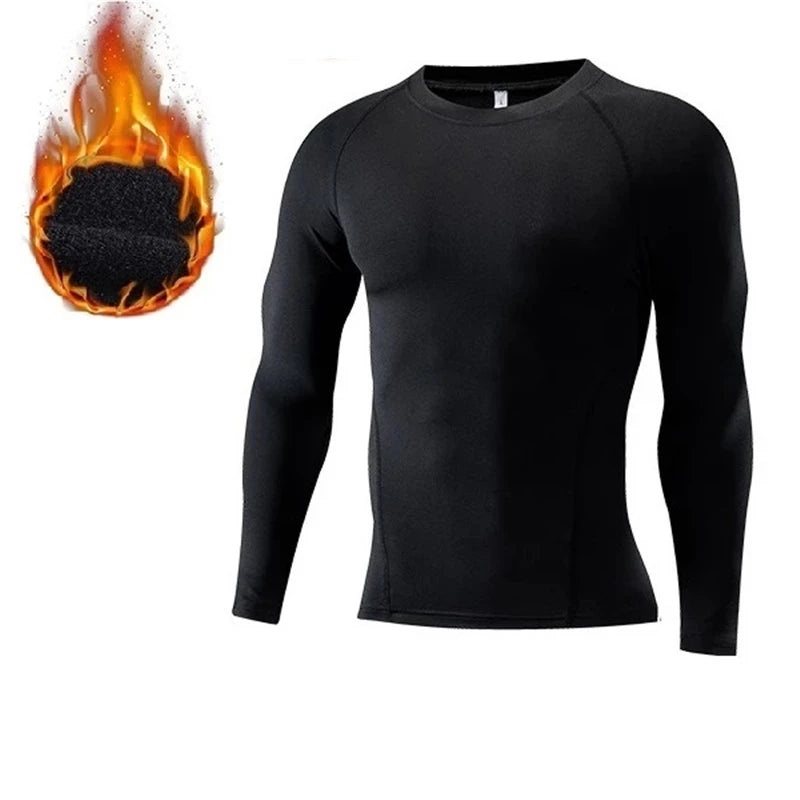 Roupa interior térmica Fina Fleece Elastic Compressão Fitness Para Inverno Sportswear