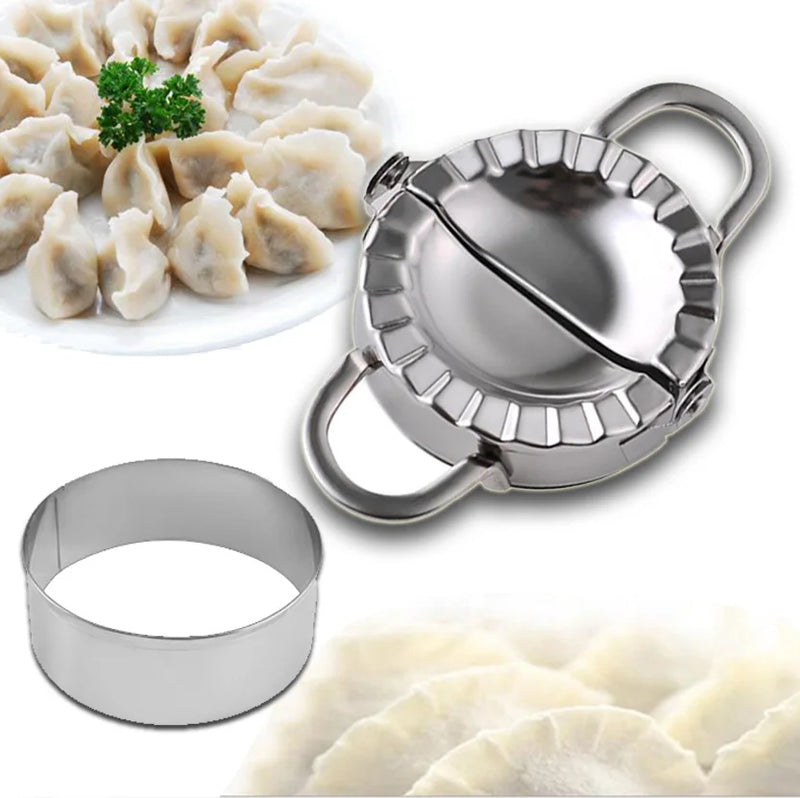 2Pcs/Set Dumpling Maker Aço Inoxidável Cortador de Massa Ecológico Torta Ravioli